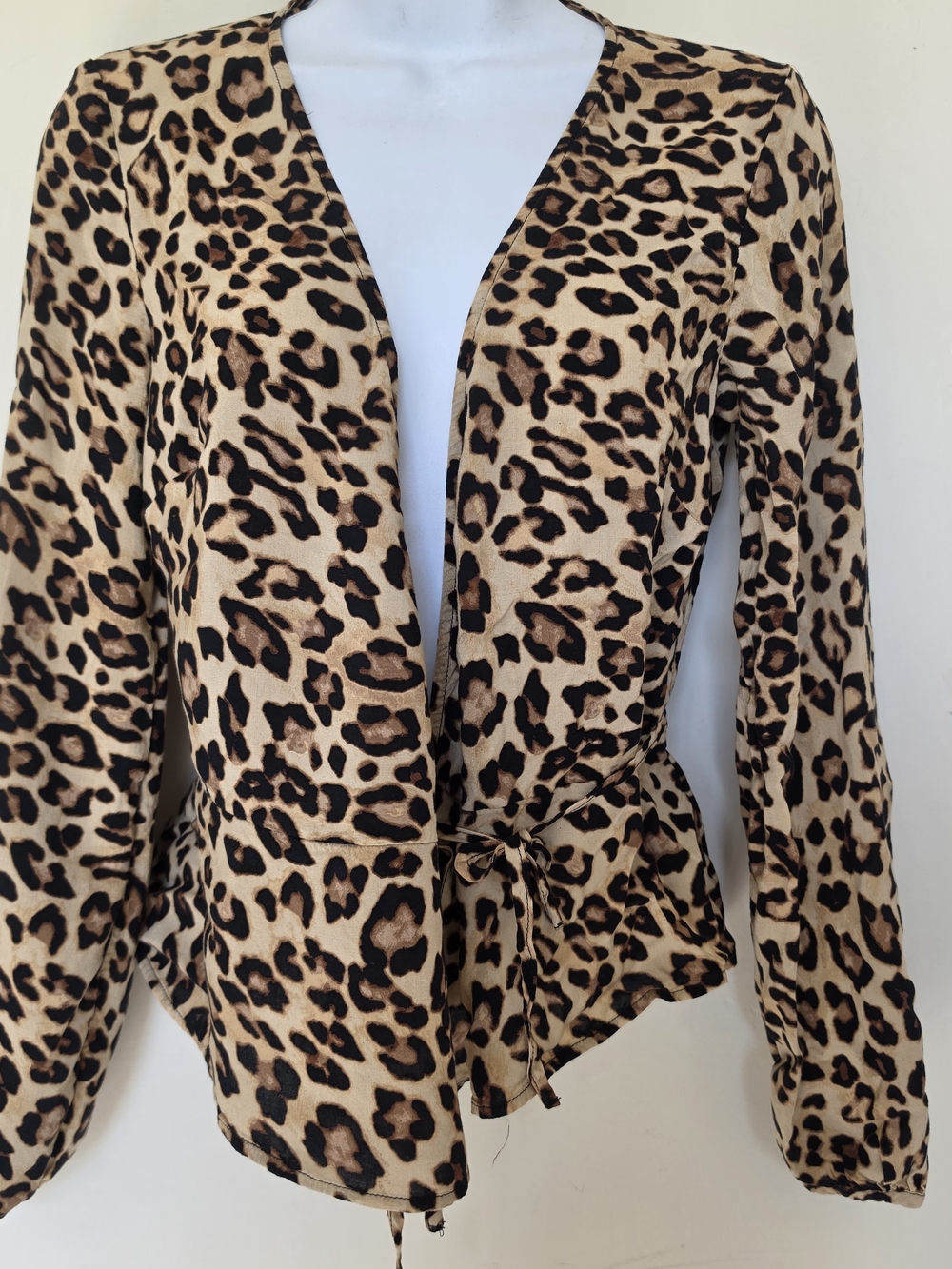 H&M Leopard Print Wrap Blouse in Tan and Black